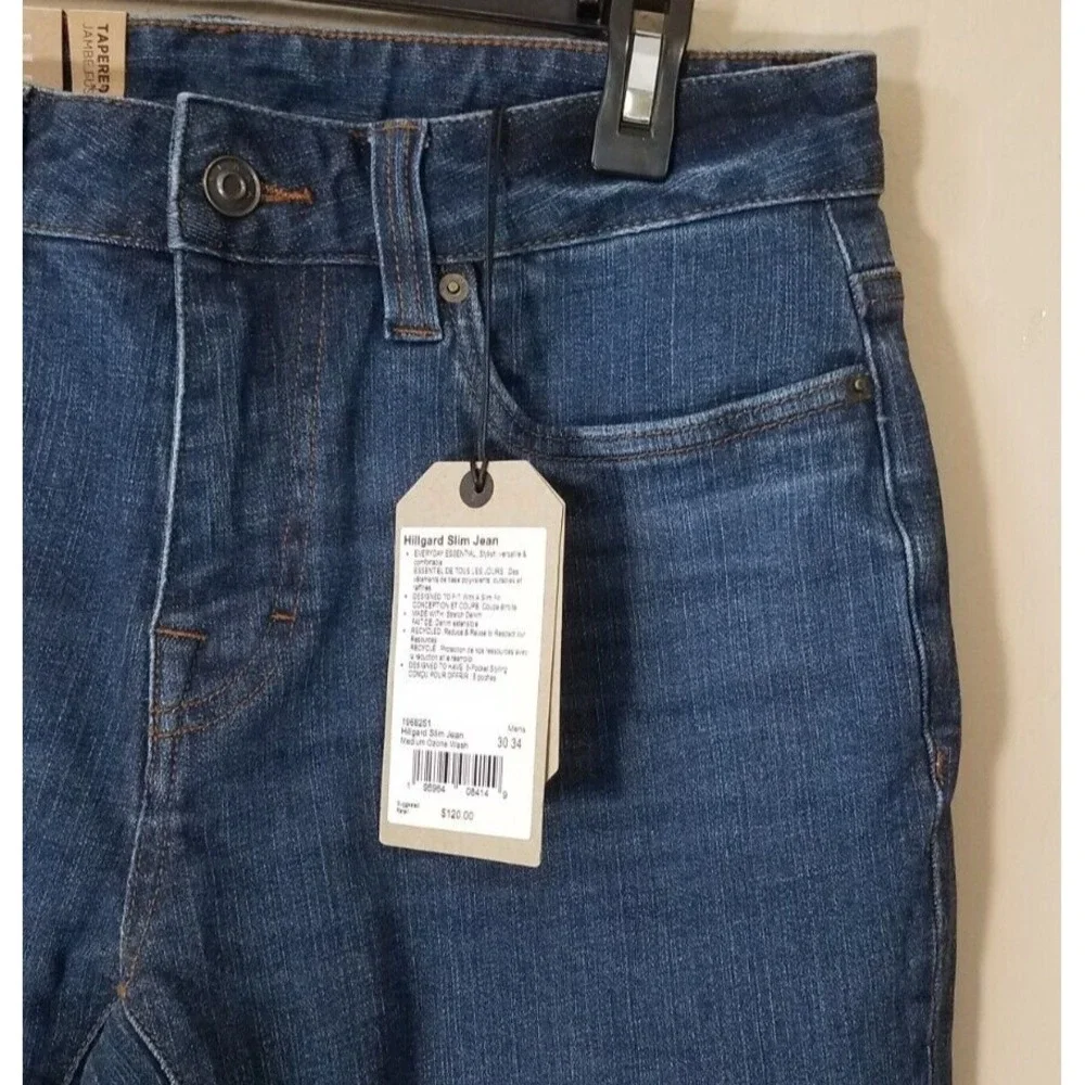 Prana Hillgard Slim Jeans Men 30x34 Tapered Denim Organic Medium Ozone‎ Wash NEW